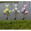 Solar Lights |   Wholesale Solar Powered Light Magnolia Flower Shape 4 LEDS Garden Lighting Outdoor Landscape Light pink color white light LED Lighting Pink color white light