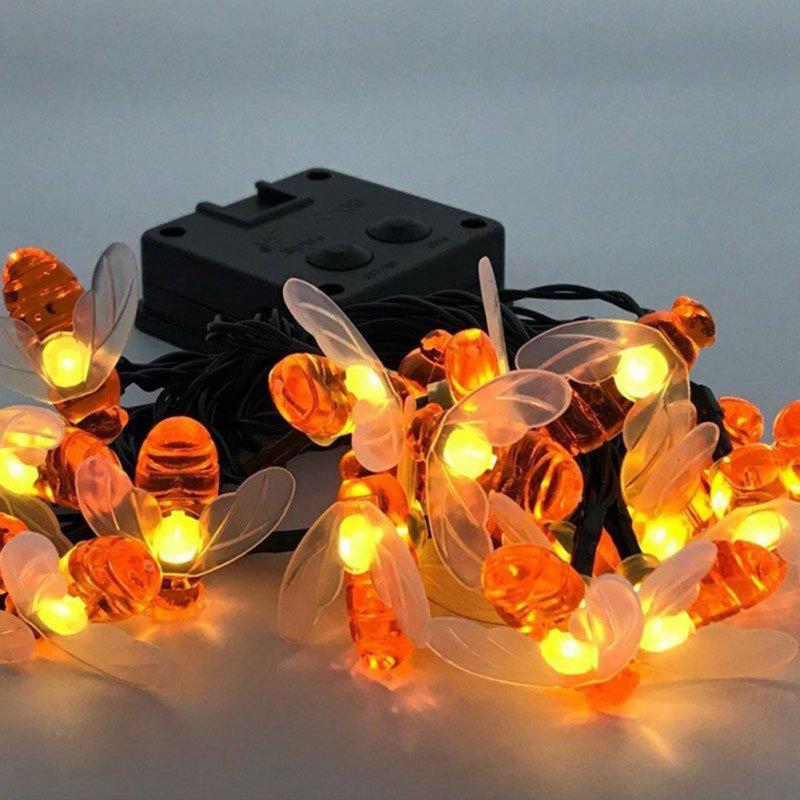 Solar Lights |   Wholesale Solar-powered Light Sensor Bee String Lights with Warm Light Garden Flowerpot Home Party Decoration LED Lighting 30 lights