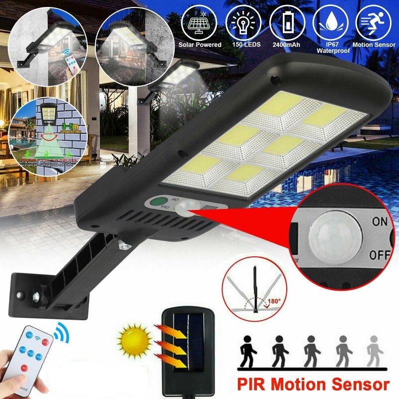 Solar Lights |   Wholesale Solar Wall Light 3 Modes Waterproof Super Bright Remote Control Built In Pir Motion Sensor 150led Lamp COB remote control LED Lighting COB remote control