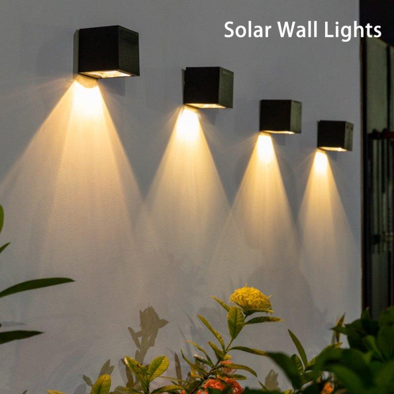 Solar Lights |   Wholesale Square Led Solar Wall Lights 2 Modes 2800-3000k 24-26lm Ip65 Waterproof Outdoor Automatic Night Lamp  (warm light + colorful light) LED Lighting (warm light + colorful light)