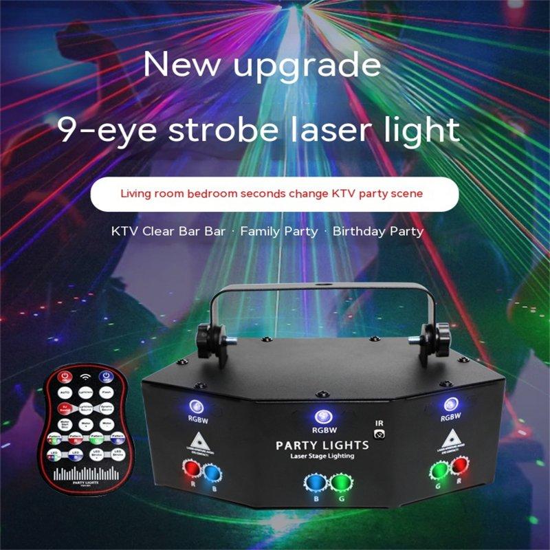 Special LED Lights |   Wholesale 9 Eyes RGB Party Lights Stage Light LED DJ Lights Pattern Strobe Lights For Parties Live Show Xmas Club Bar Dancing EU plug LED Lighting EU plug