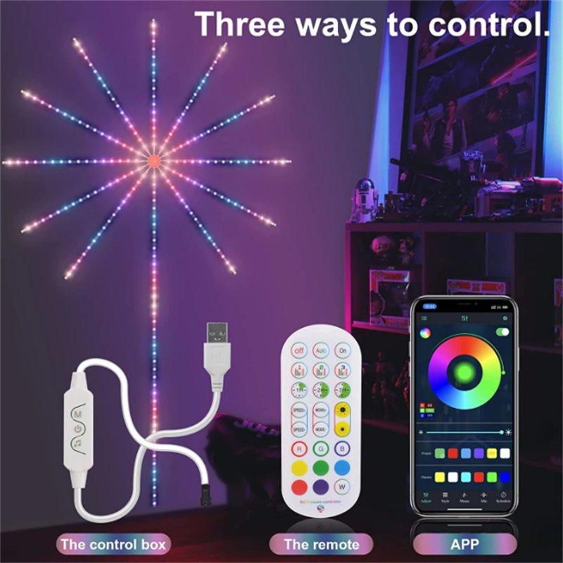 Special LED Lights |   Wholesale Led Fireworks Lights With Remote & APP Control 24 Modes 3 Music Modes High Brightness Firework Launch Effect Led Lights Strip 10 x 0.5m+1 x 1.5m 156-light LED Lighting 10 x 0.5m+1 x 1.5m 156-light