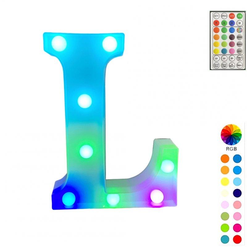 Special LED Lights |   Wholesale LED Letter Lights With Remote Control 16-color Luminous Letter Lamp Bar Sign Night Light For Wedding Party Christmas Decor L LED Lighting L