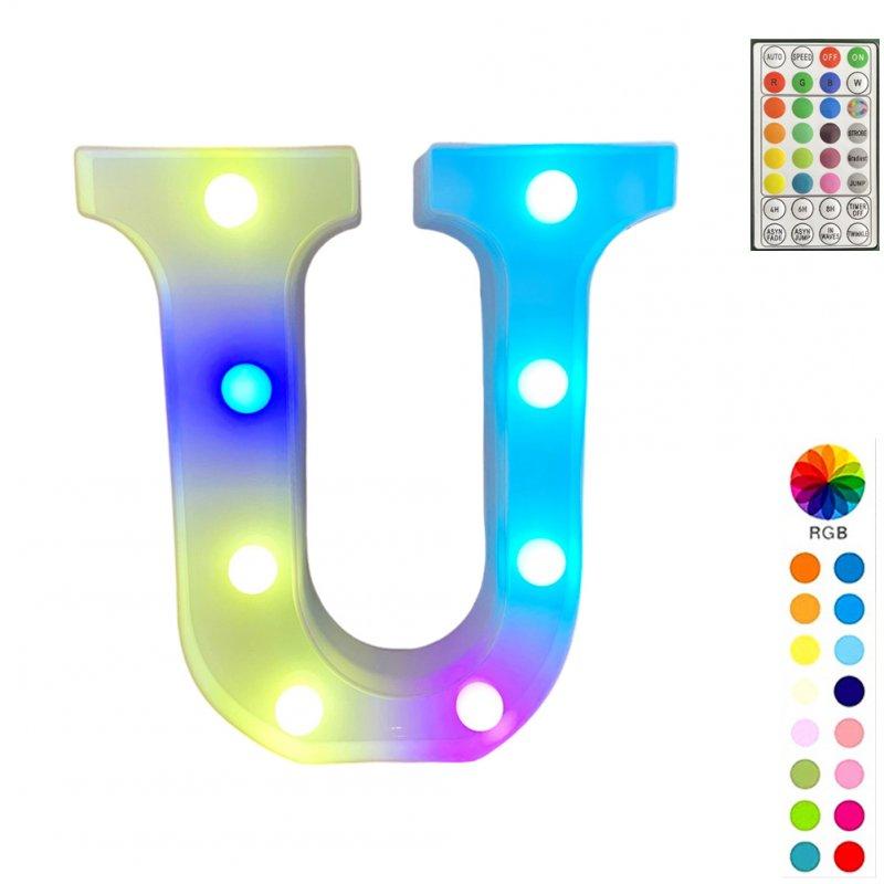 Special LED Lights |   Wholesale LED Letter Lights With Remote Control 16-color Luminous Letter Lamp Bar Sign Night Light For Wedding Party Christmas Decor U LED Lighting Special LED Lights