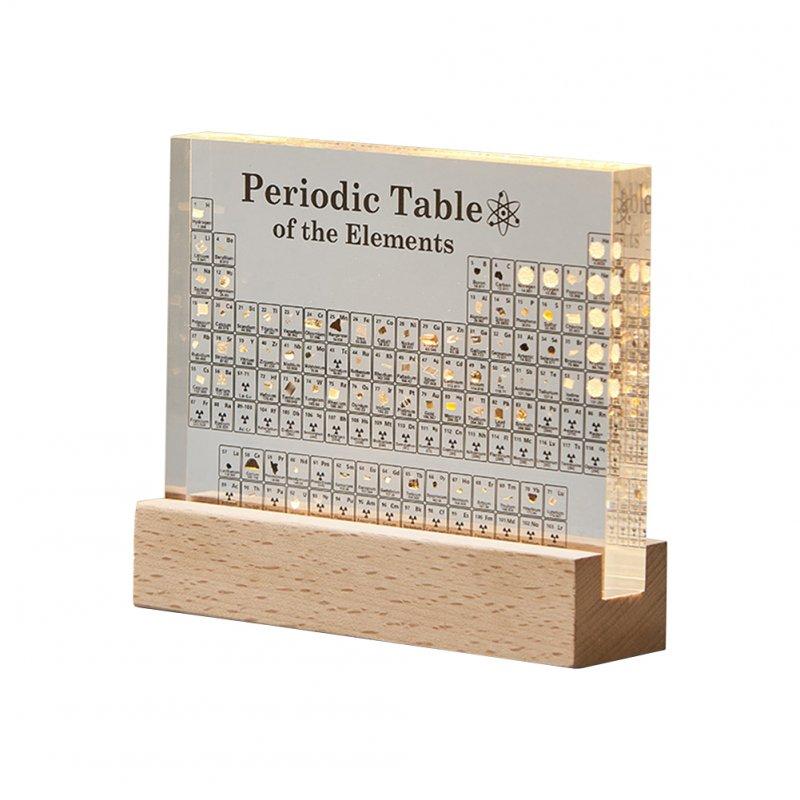 LED Night Lights |   Wholesale Periodic Table With Light, Acrylic Periodic Table Ornaments With 83 Kinds Of Real Elements And Wooden Stand, Home Decor For Science Lovers Students Gifts Built-in transparent LED Lighting LED Night Lights