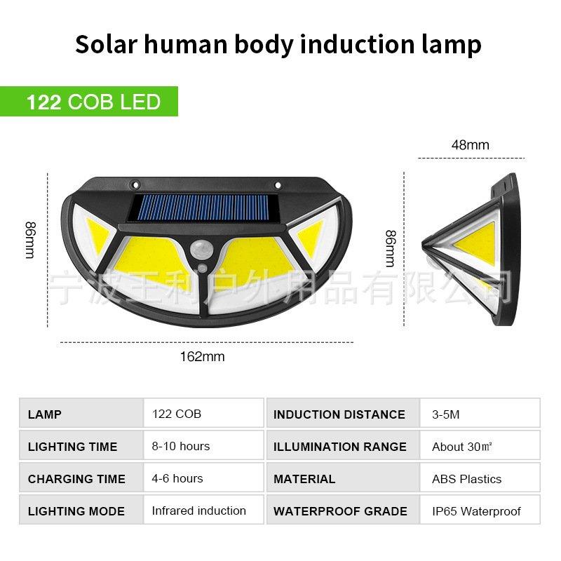 Solar Lights |   Wholesale 102LEDs 4-sided Waterproof Solar Light Motion Sensor Human Body Induction Wall Lamp for Garden Road 122leds LED Lighting 122leds