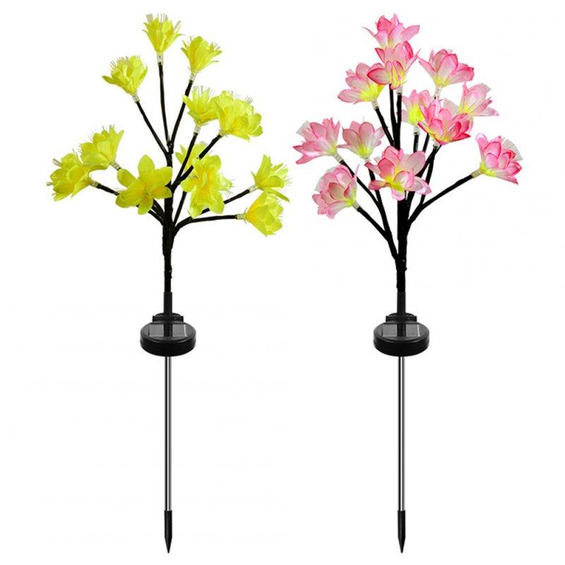 Solar Lights |   Wholesale 2pcs Solar Peach Blossom Lights IP65 Waterproof Adjustable Stems Leaves Ground Lamp For Outdoor Garden Villa Decoration pink LED Lighting Pink