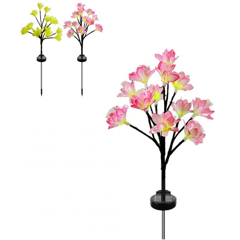 Solar Lights |   Wholesale 2pcs Solar Peach Blossom Lights IP65 Waterproof Adjustable Stems Leaves Ground Lamp For Outdoor Garden Villa Decoration pink LED Lighting Pink