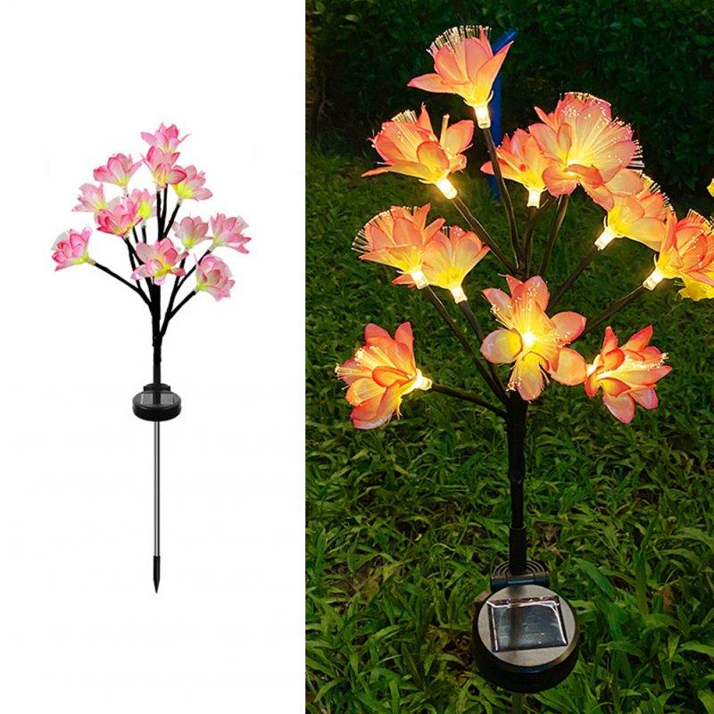 Solar Lights |   Wholesale 2pcs Solar Peach Blossom Lights IP65 Waterproof Adjustable Stems Leaves Ground Lamp For Outdoor Garden Villa Decoration pink LED Lighting Pink