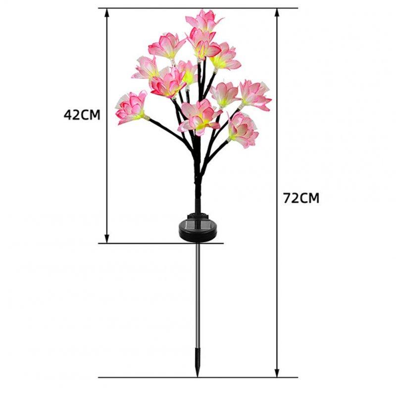 Solar Lights |   Wholesale 2pcs Solar Peach Blossom Lights IP65 Waterproof Adjustable Stems Leaves Ground Lamp For Outdoor Garden Villa Decoration pink LED Lighting Pink