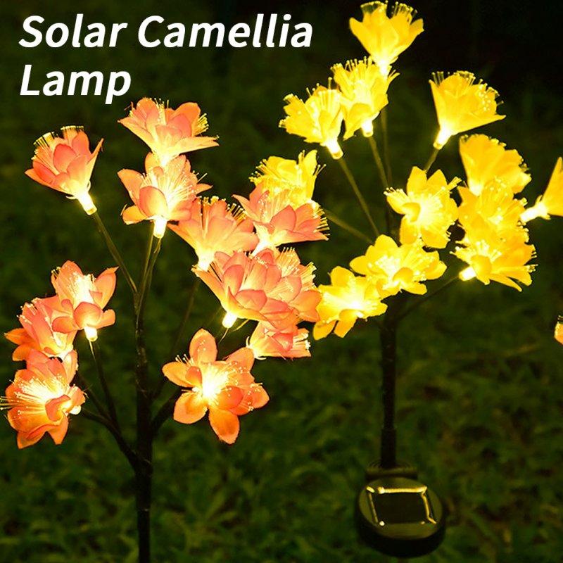 Solar Lights |   Wholesale 2pcs Solar Peach Blossom Lights IP65 Waterproof Adjustable Stems Leaves Ground Lamp For Outdoor Garden Villa Decoration pink LED Lighting Pink