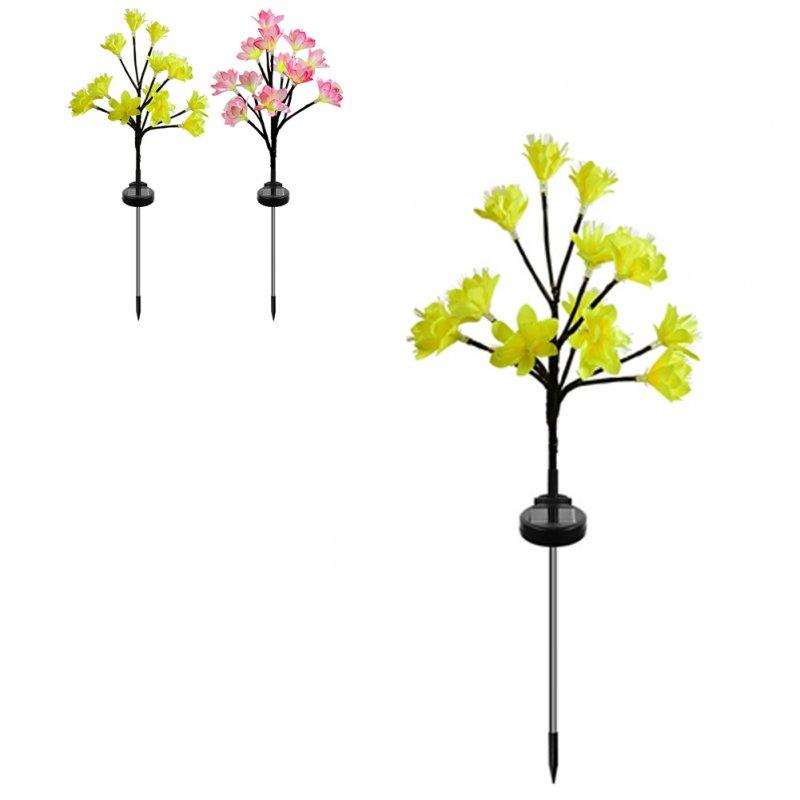 Solar Lights |   Wholesale 2pcs Solar Peach Blossom Lights IP65 Waterproof Adjustable Stems Leaves Ground Lamp For Outdoor Garden Villa Decoration pink LED Lighting Pink