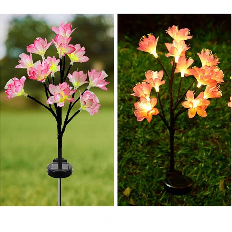 Solar Lights |   Wholesale 2pcs Solar Peach Blossom Lights IP65 Waterproof Adjustable Stems Leaves Ground Lamp For Outdoor Garden Villa Decoration pink LED Lighting Pink