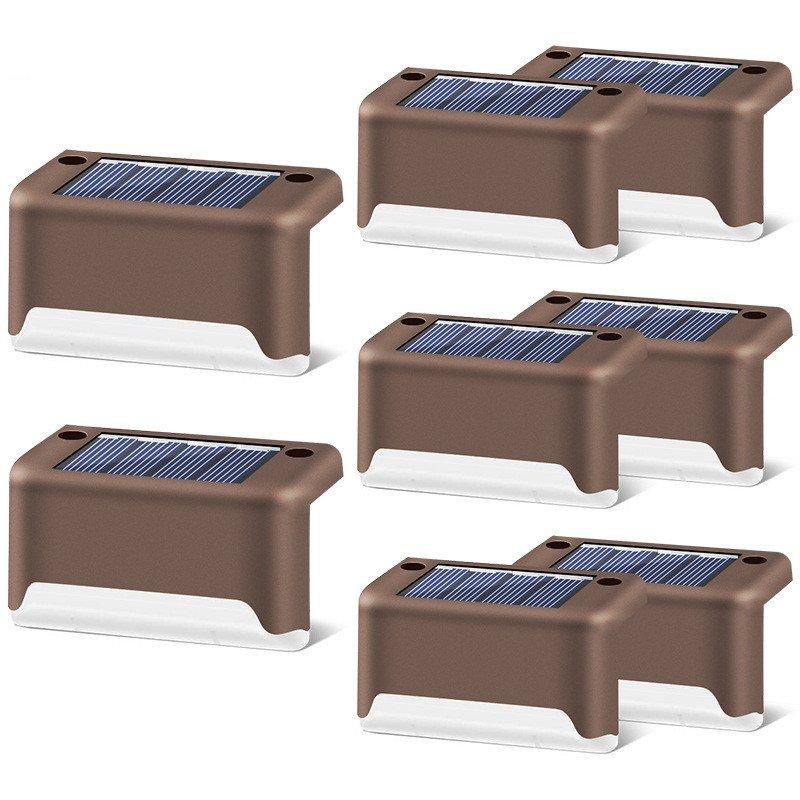 Solar Lights |   Wholesale 4pcs LED Solar Stairs Lights Outdoor Waterproof Garden Pathway Courtyard Patio Steps Fence Lamps Brown warm light LED Lighting Brown - warm light