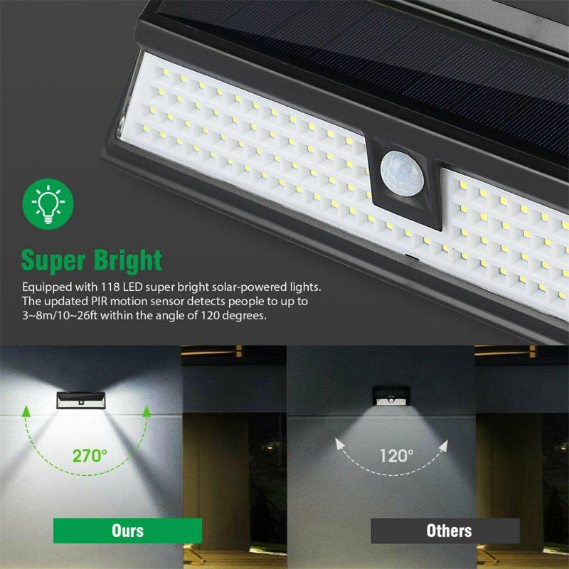 Solar Lights |   Wholesale 118 Led Solar Lamp 3 Modes Super Bright Ip65 Waterproof Outdoor Garden Patio Pir Motion Sensor Wall Light 118LED Solar Lamp LED Lighting 118LED Solar Lamp