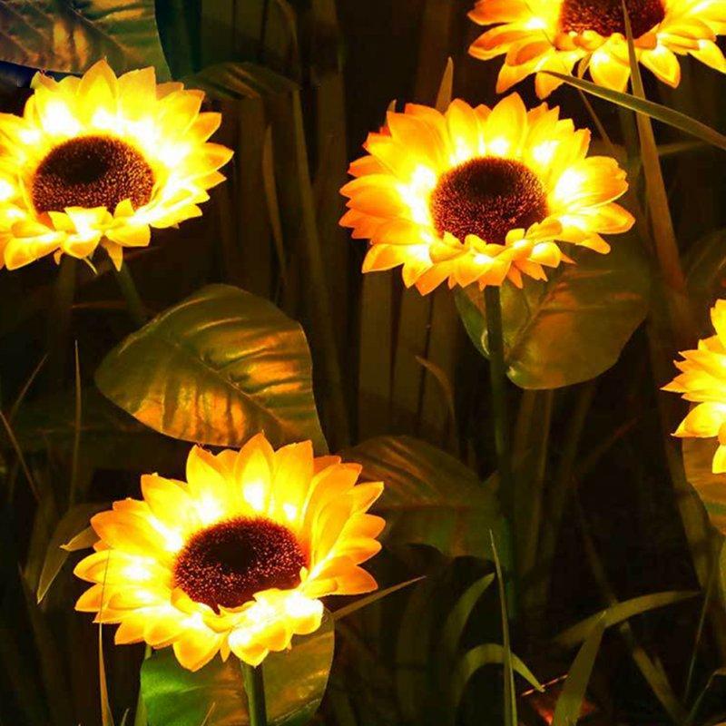 Solar Lights |   Wholesale 1pc/2pcs LED Solar Sunflowers Lights IP65 Waterproof Automatic On/off Garden Lights For Yard Patio Garden Pathway Porch Decor 2 pcs 2 heads LED Lighting 2 pcs 2 heads