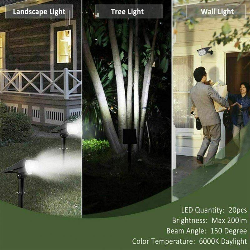 Solar Lights |   Wholesale 20 Led Solar Spotlights Outdoor Waterproof Energy Saving Landscape Light Garden Pathway Wall Lamp 20 lamp beads white 6000K LED Lighting 20 lamp beads white 6000K