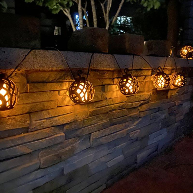 Solar Lights |   Wholesale Outdoor Solar String Lights With Flickering Flame Waterproof Hanging Globe Decorative Lights For Garden Backyard String Light LED Lighting Solar Lights