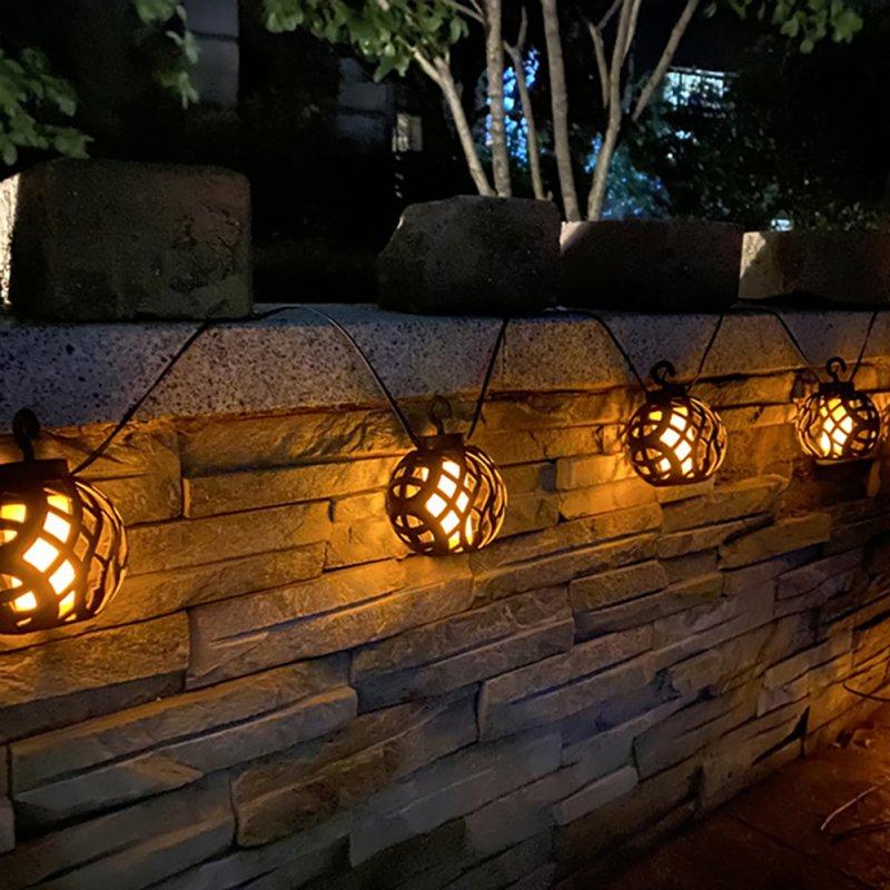 Solar Lights |   Wholesale Outdoor Solar String Lights With Flickering Flame Waterproof Hanging Globe Decorative Lights For Garden Backyard String Light LED Lighting Solar Lights