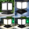 Solar Lights |   Wholesale Solar Light Post, Solar Fence Post Cap Lights With 2 Light Modes, IP65 Waterproof, 350LM, 180 ° Beam Angle Outdoor Square Street Lamp For Garden, Patio warm light LED Lighting Solar Lights