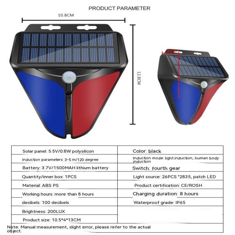 Solar Lights |   Wholesale Solar Warning Light Human Body Sensor For Orchards Ranches Fish Ponds Factories Courtyards Villas Warehouses black LED Lighting Black