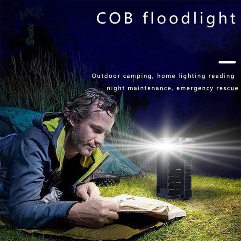 LED Flashlights |   Wholesale Handheld Led Solar Light 4 Mode Waterproof Usb Rechargeable Spotlight Camping Torch Black LED Flashlights Black