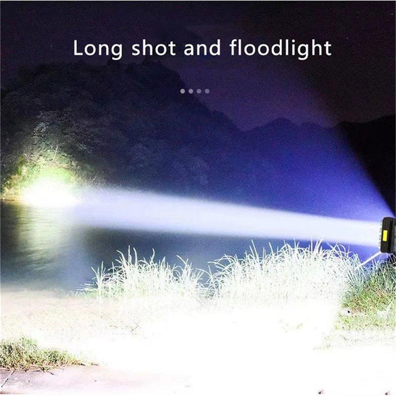 LED Flashlights |   Wholesale Handheld Led Solar Light 4 Mode Waterproof Usb Rechargeable Spotlight Camping Torch Black LED Flashlights Black