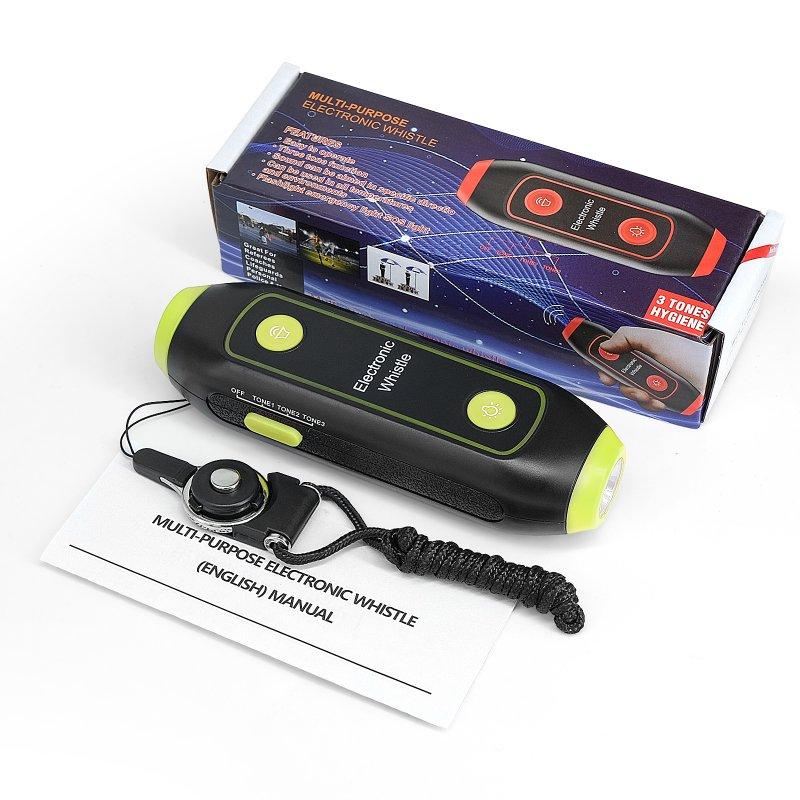 LED Flashlights |   Wholesale Referee Electronic Whistle with SOS Light Flashlight for Game Safety Whistle with Lanyard for Camping Hiking Yellow LED Flashlights Green-yellow + Without battery