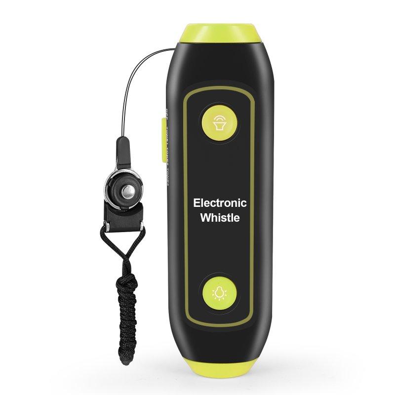 LED Flashlights |   Wholesale Referee Electronic Whistle with SOS Light Flashlight for Game Safety Whistle with Lanyard for Camping Hiking Yellow LED Flashlights Green-yellow + Without battery