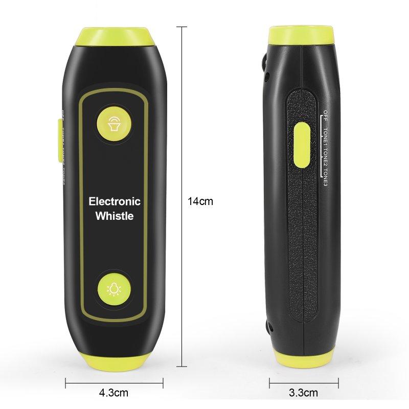 LED Flashlights |   Wholesale Referee Electronic Whistle with SOS Light Flashlight for Game Safety Whistle with Lanyard for Camping Hiking Yellow LED Flashlights Green-yellow + Without battery