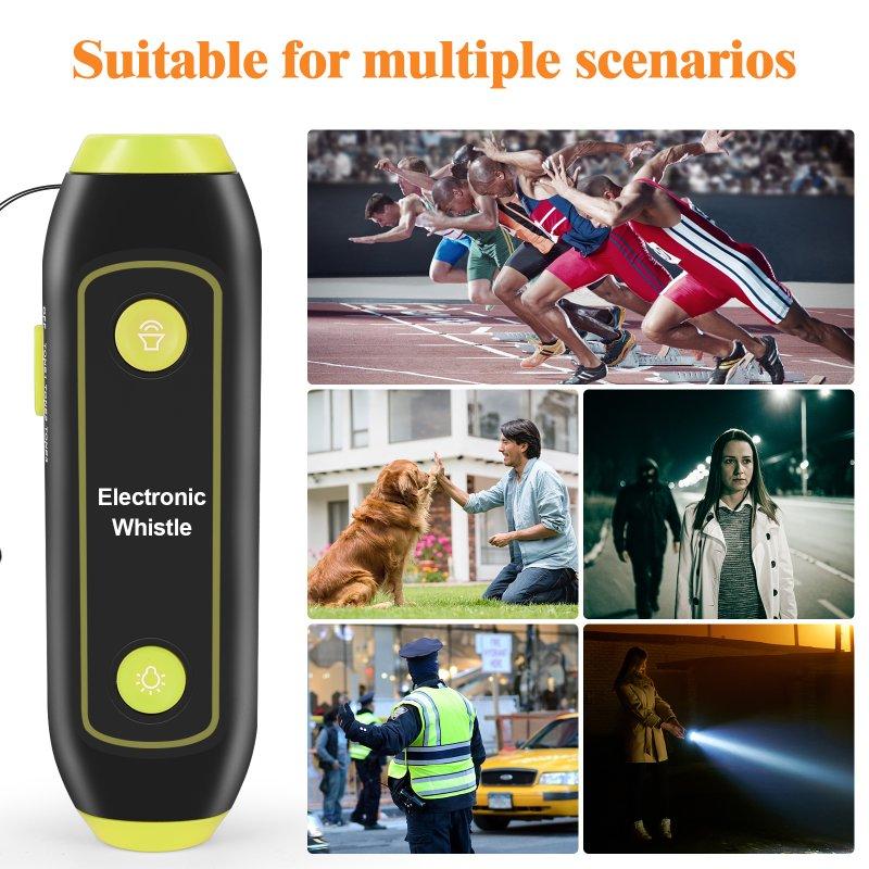 LED Flashlights |   Wholesale Referee Electronic Whistle with SOS Light Flashlight for Game Safety Whistle with Lanyard for Camping Hiking Yellow LED Flashlights Green-yellow + Without battery