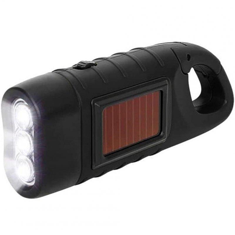 LED Flashlights |   Wholesale Solar Hand Press Crank Flashlight Portable Multi-function Rechargeable Ergonomic Design Torch Camping Lamp black LED Lighting Black