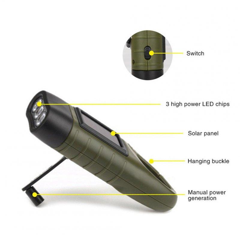 LED Flashlights |   Wholesale Solar Hand Press Crank Flashlight Portable Multi-function Rechargeable Ergonomic Design Torch Camping Lamp black LED Lighting Black