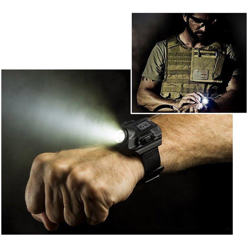 LED Flashlights |   Wholesale Super Bright Watch Flashlight Torch Lights Electronic Watch Outdoor Sports USB Rechargeable Wrist Watch Wristband Lamp black LED Flashlights Black