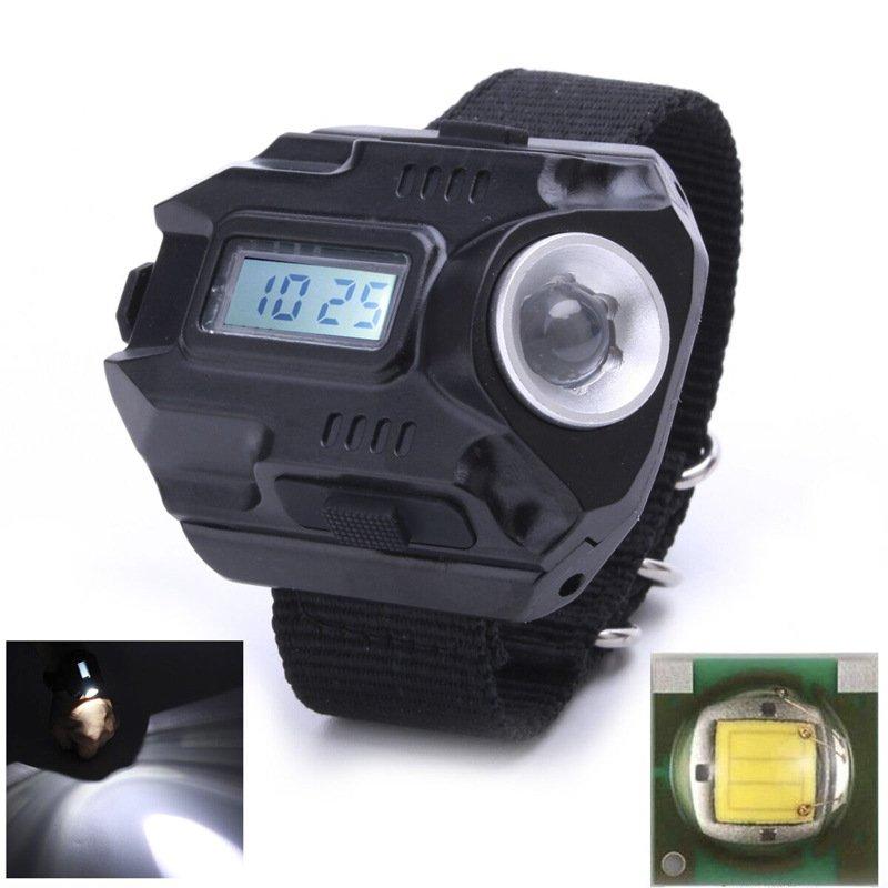 LED Flashlights |   Wholesale Super Bright Watch Flashlight Torch Lights Electronic Watch Outdoor Sports USB Rechargeable Wrist Watch Wristband Lamp black LED Flashlights Black