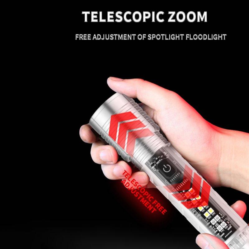 LED Flashlights |   Wholesale XHP50 30W Powerful Handheld Flashlights Telescopic Zoom Hand Lantern Outdoor Emergency Lighting Tool With Strong Magnets Black LED Flashlights Black