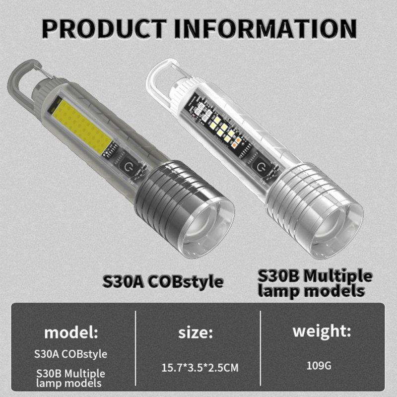 LED Flashlights |   Wholesale XHP50 30W Powerful Handheld Flashlights Telescopic Zoom Hand Lantern Outdoor Emergency Lighting Tool With Strong Magnets Black LED Flashlights Black