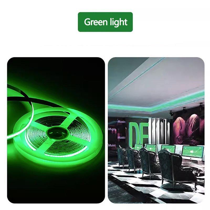 LED Strip Lights |   Wholesale 0.9w 5 Meter LED COB Strip Lights With Strong Adhesive Super Bright Energy Saving High Density Linear Lighting Under Cabinet Lights green light LED Lighting Green light