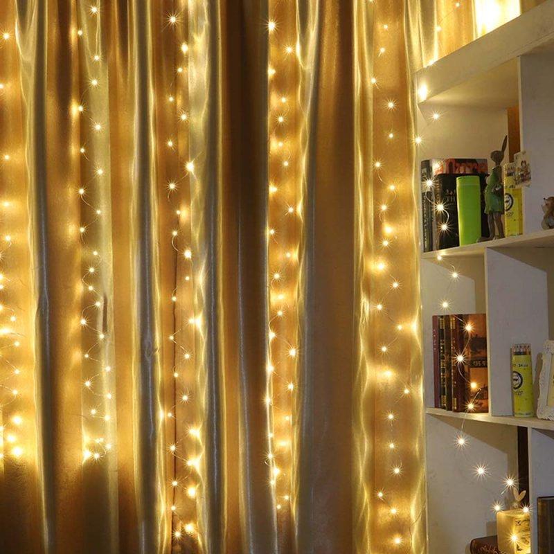 LED Strip Lights |   Wholesale 3*2 Meters Curtain Lights 8 mode USB Remote Control Copper Wire Decorative Curtain Lights Fairy Lights LED Lights String White LED Lighting LED Strip Lights