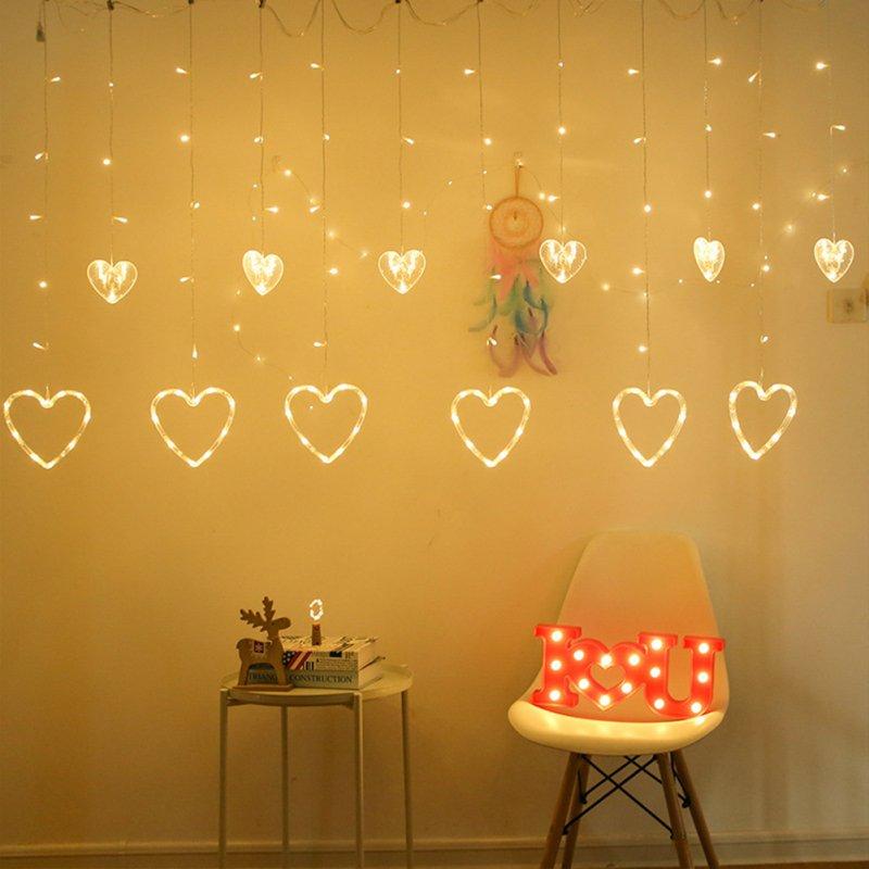 LED Strip Lights |   Wholesale Heart Shaped Led String Light Waterproof Curtain Decorative String Lights Home Wedding Garden New Year Decor Hanging Lamp LED Lighting EU Plug 220v warm color