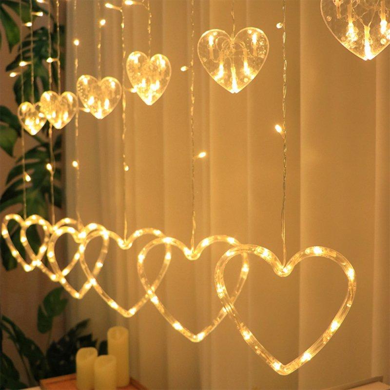 LED Strip Lights |   Wholesale Heart Shaped Led String Light Waterproof Curtain Decorative String Lights Home Wedding Garden New Year Decor Hanging Lamp LED Lighting EU Plug 220v warm color