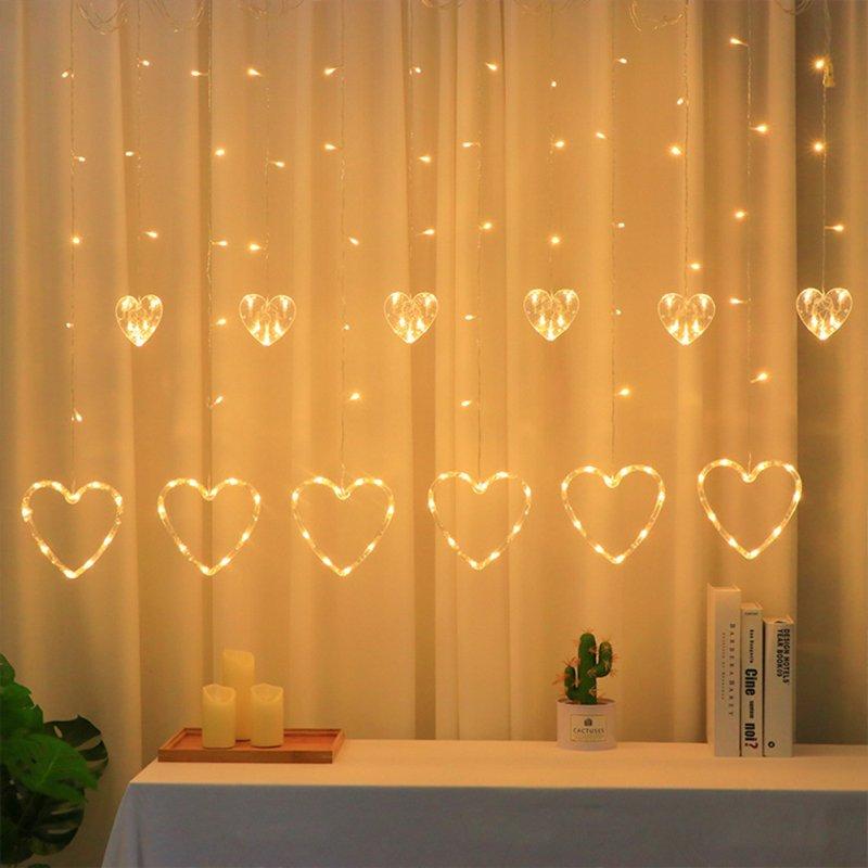 LED Strip Lights |   Wholesale Heart Shaped Led String Light Waterproof Curtain Decorative String Lights Home Wedding Garden New Year Decor Hanging Lamp LED Lighting EU Plug 220v warm color