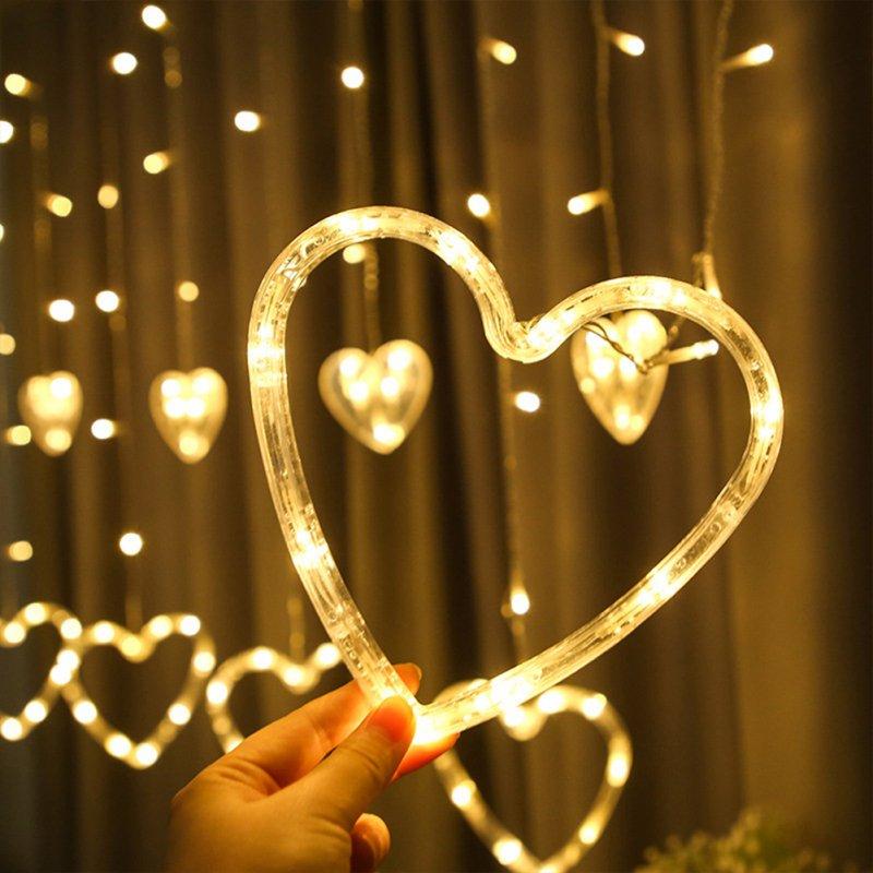 LED Strip Lights |   Wholesale Heart Shaped Led String Light Waterproof Curtain Decorative String Lights Home Wedding Garden New Year Decor Hanging Lamp LED Lighting EU Plug 220v warm color