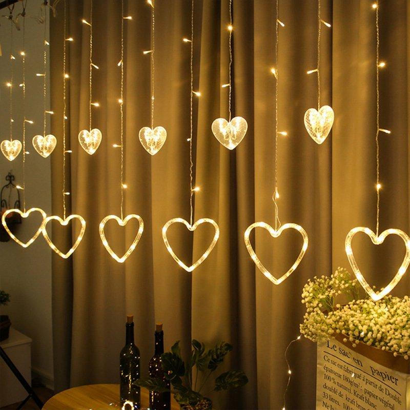 LED Strip Lights |   Wholesale Heart Shaped Led String Light Waterproof Curtain Decorative String Lights Home Wedding Garden New Year Decor Hanging Lamp LED Lighting EU Plug 220v warm color