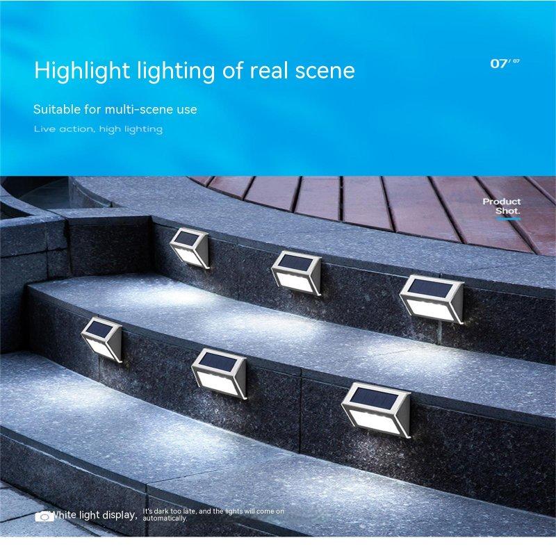 Outdoor Lighting |   Wholesale Solar Lamp With Solar Panel Ip65 Waterproof Steps Stair Lights For Yard Patio Garden Pathway Porch Decor warm light LED Lighting Outdoor Lighting