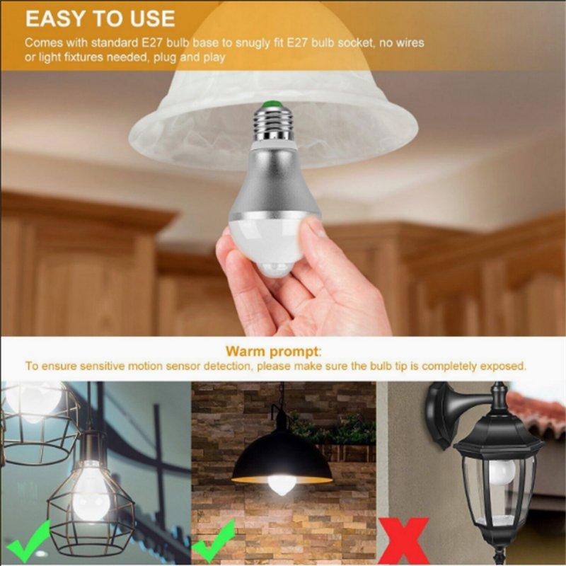 Smart Lighting |   Wholesale E27 Light Bulb Energy Saving Pir Infrared Sensor Auto On/off Dusk to Dawn Lamps 3000k Warm White 9W LED Lighting 3000K (warm white) 9w