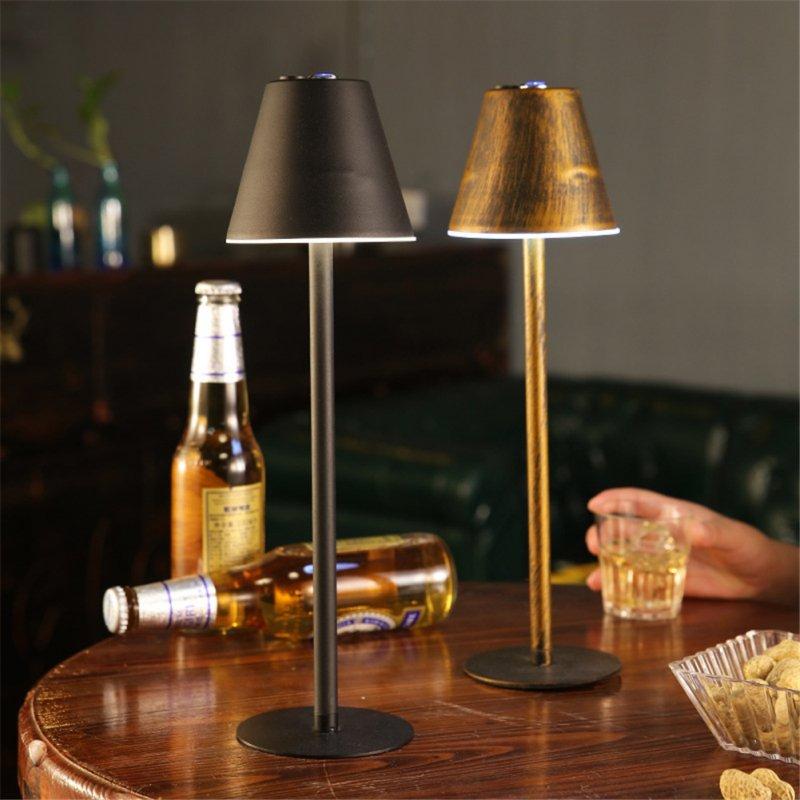 LED Night Lights |   Wholesale Metal Nordic Style Wrought Iron Table  Lamp Touch Dimming Eye Protective Bar Living Room Bedroom Wireless Lighting Atmosphere Led Light Black warm white light LED Lighting Black warm white light