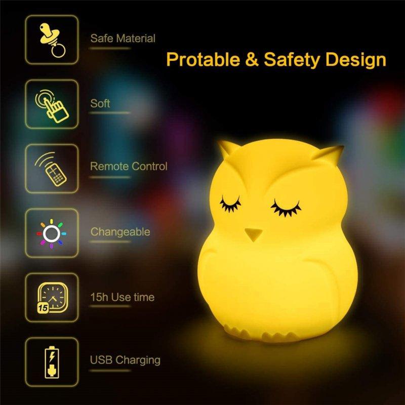 LED Night Lights |   Wholesale Silicone Kids Night  Light Dimmable Led Parenting Lamp With Touch-sensor Remote Control Rechargeable 9-color Changing Lights Charging remote control LED Lighting Charging remote control