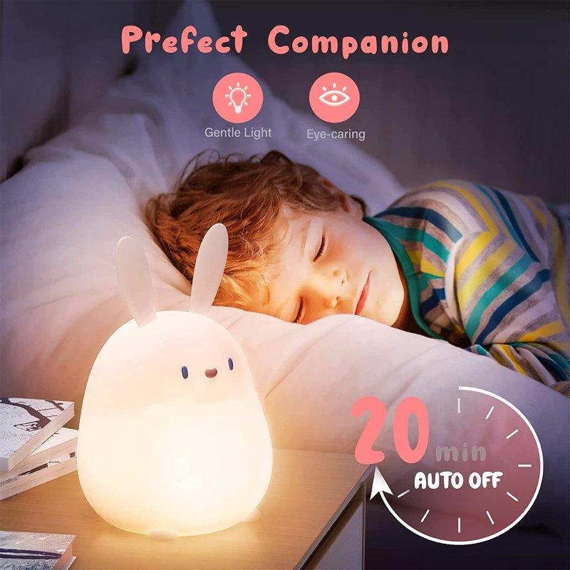 LED Night Lights |   Wholesale Silicone Led Bunny Lamp Rechargeable Touch Sensor Nursery Night Light With Timer Girls Birthday Gifts yellow light LED Lighting LED Night Lights