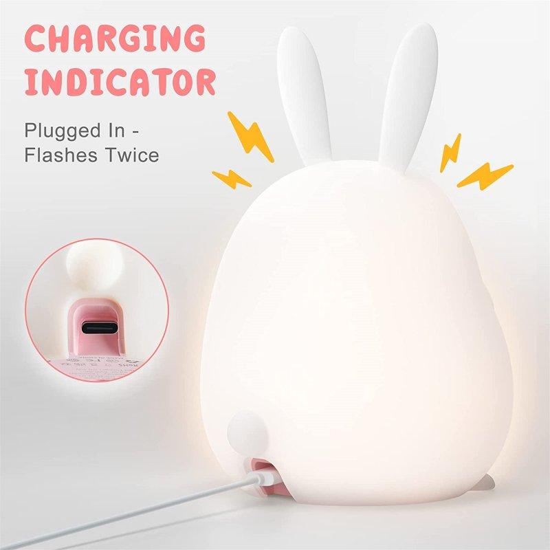 LED Night Lights |   Wholesale Silicone Led Bunny Lamp Rechargeable Touch Sensor Nursery Night Light With Timer Girls Birthday Gifts yellow light LED Lighting LED Night Lights